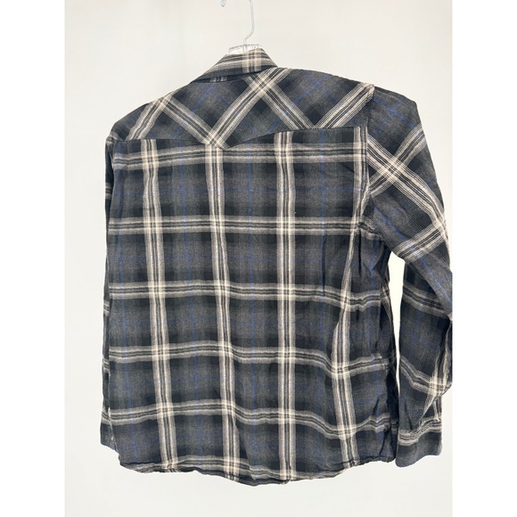 American Eagle Outfitters XXL Flannel Shirt Pearl Snap Plaid Western Long Sleeve - Picture 12 of 14